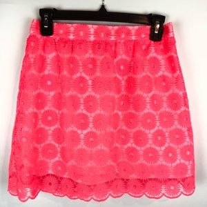 Lilly Pulitzer Hot pink floral Scalloped skirt S